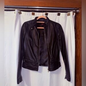 Elegant Black Leather Jacket for Women